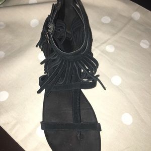 24HR sale- Marc fisher fringe black suede sandals